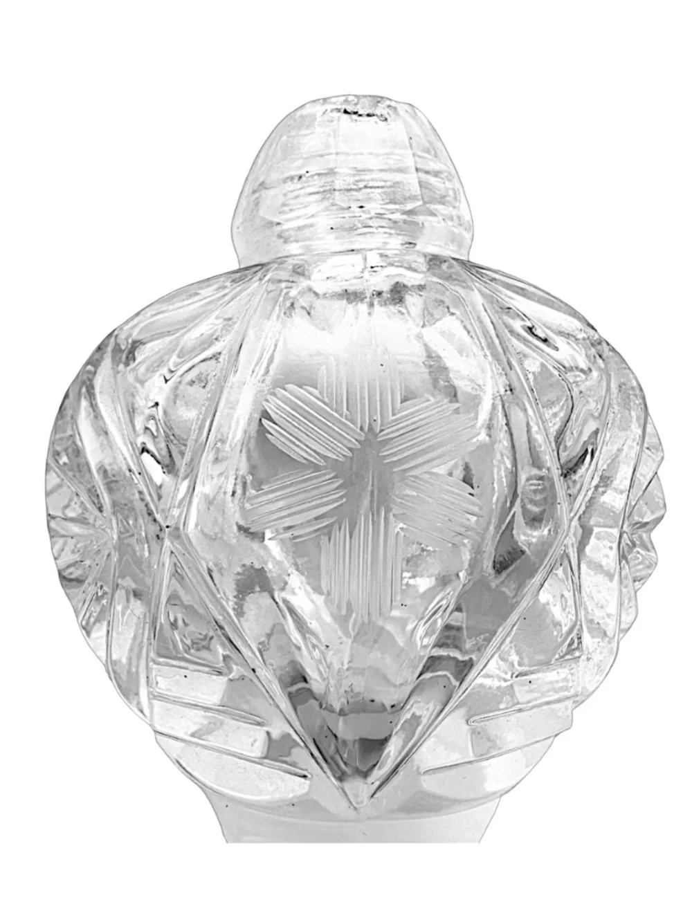 Vintage Bohemian Clear Matte Glass Crystal Cut Salt / Pepper Shaker 5”
